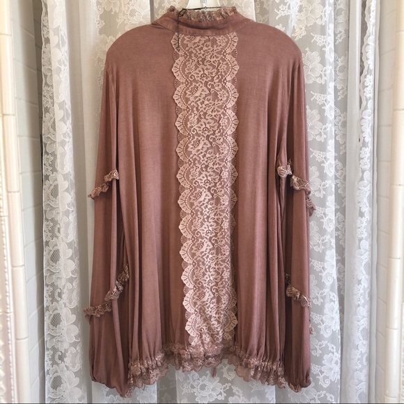 POL * NWOT Hand Dyed Dusty Pink Lace Top - Picture 6 of 6
